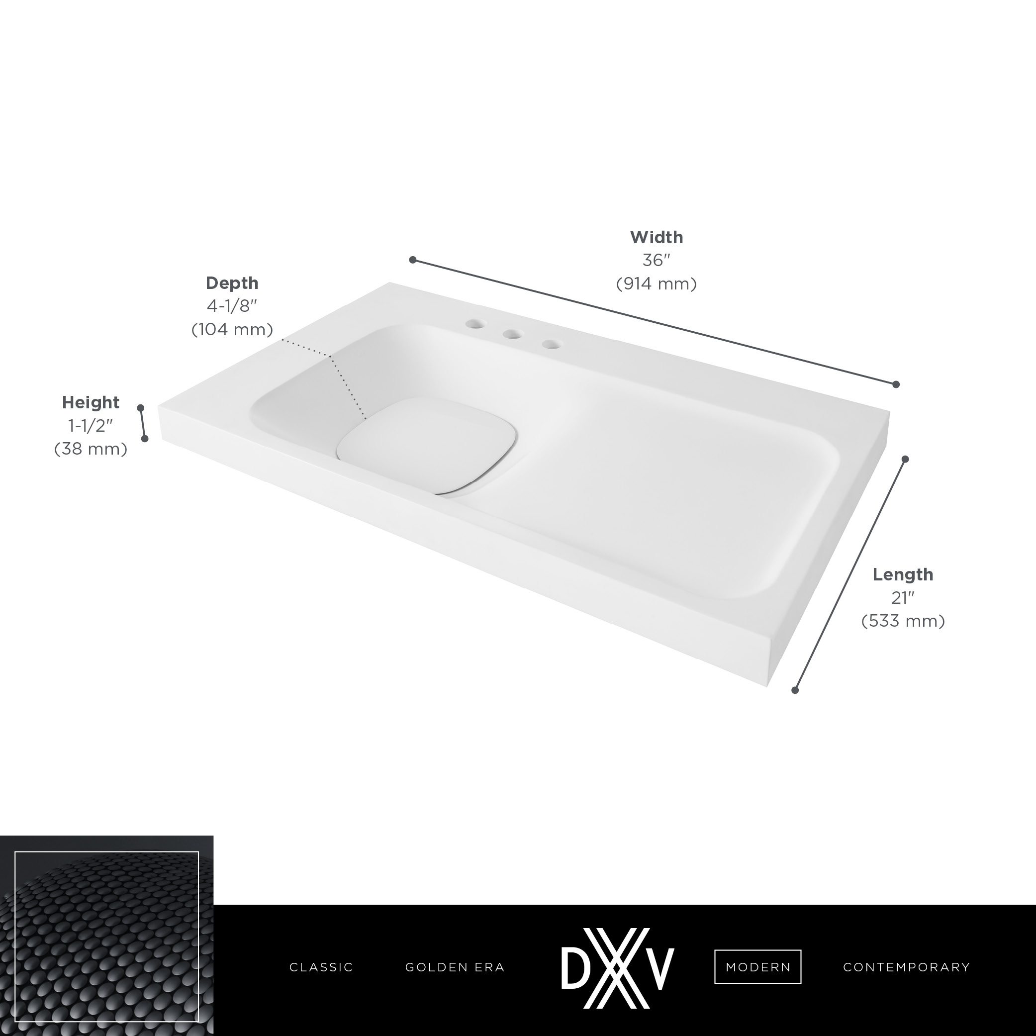 DXV Modulus® Concrete Above Counter Sink, 3-Hole